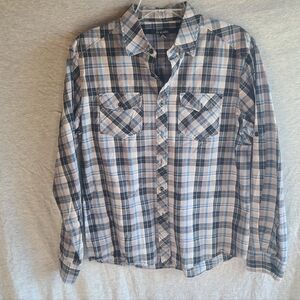 CJ Black Men's Large Western Plaid Button-Up Long Sleeve Shirt - Clean